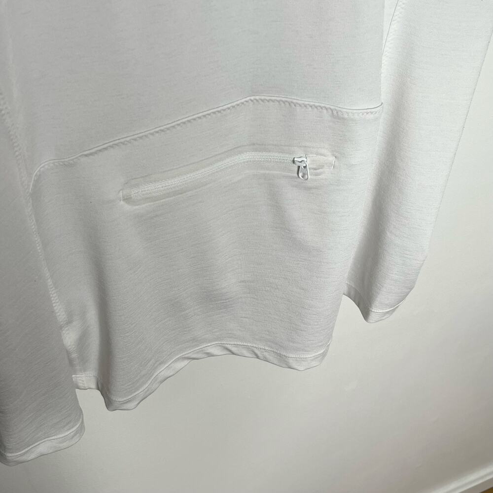 Athleta Short Sleeve Quarter Zip Top XL White Draped Back Zip Pocket Workout - Picture 6 of 9